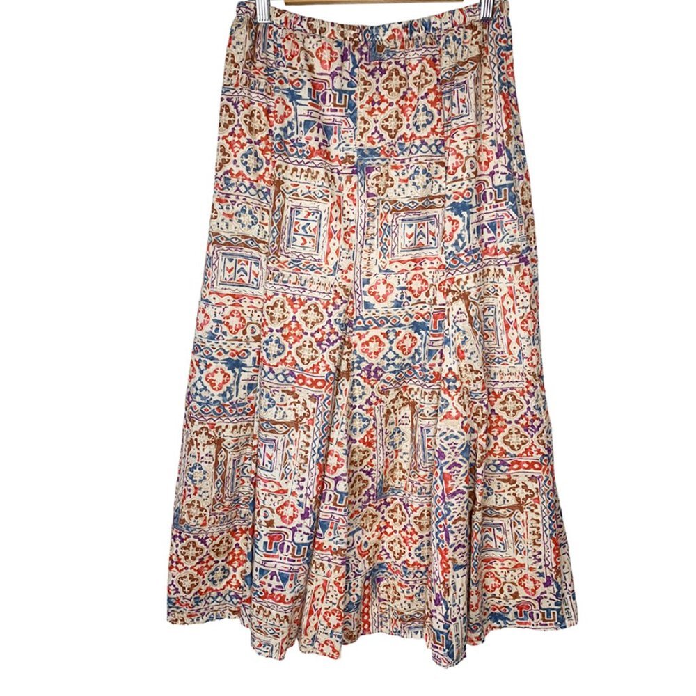 RALPH LAUREN Southwestern Print Lined A-Lined Midi Skirt - Picture 4 of 6